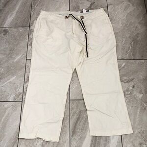 VINEYARD VINES Women Cotton Drawstring Straight Legs Summer Ivory Trousers | XL